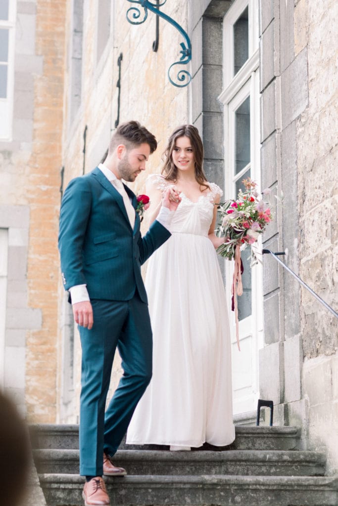 Bruidsvisagie en haarstyling voor styled shoot "AUTUMN ROMANCE" op Chateau Neercanne